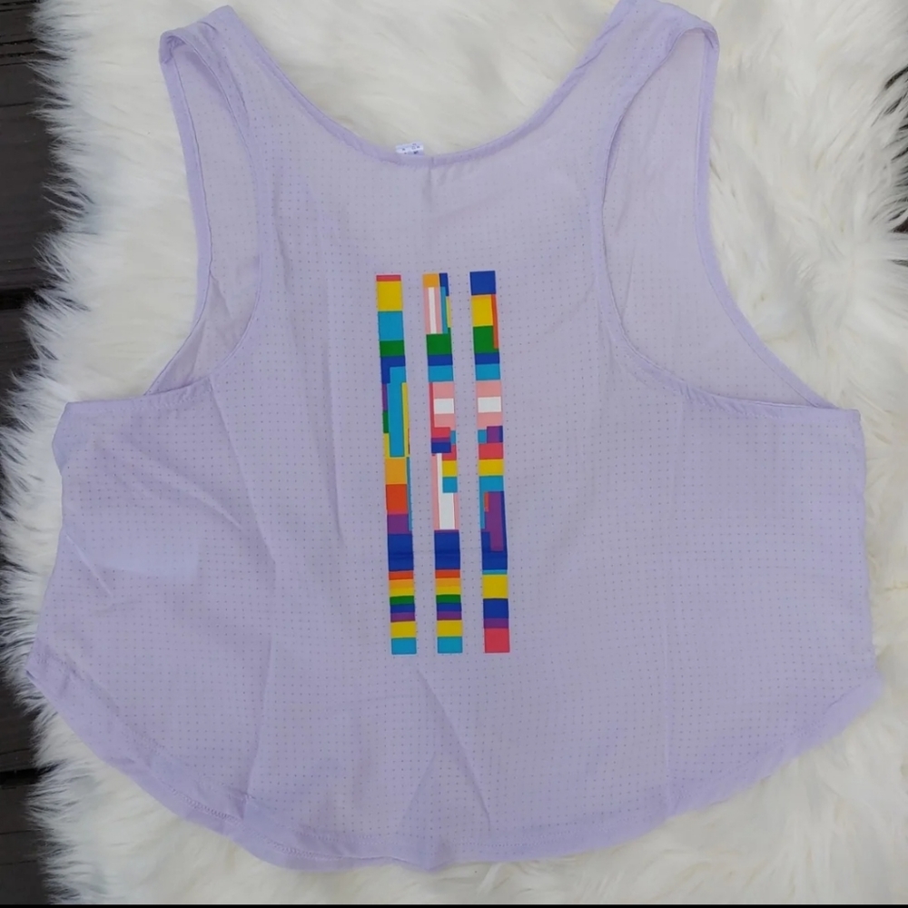 Adidas pride tech crop top shirt medium purple - Picture 10 of 13